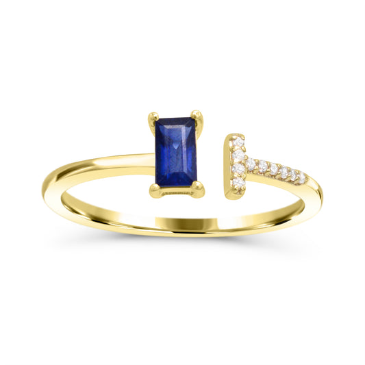 Color Gemstone Ring in 10 Karat Yellow with 1 Baguette Blue Sapphire 5mm-5mm