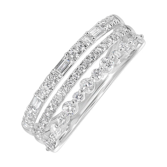 Natural Diamond Fashion Ring in 14 Karat White with 0.48ctw Various Shapes Diamond