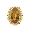 14K Yellow Gold Large Oval Citrine and Emerald Cocktail Ring