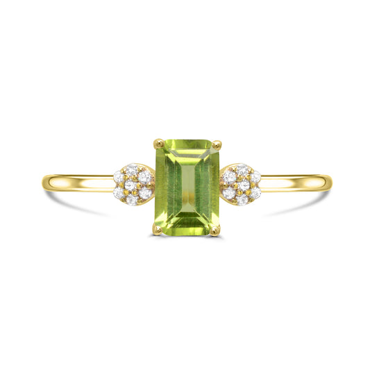 Color Gemstone Ring in 10 Karat Yellow with 1 Emerald Peridot 6mm-6mm