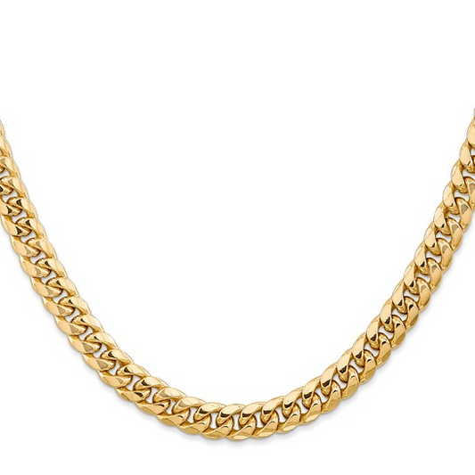 22" Cuban Link 6.75mm Chain in 14 Karat Yellow