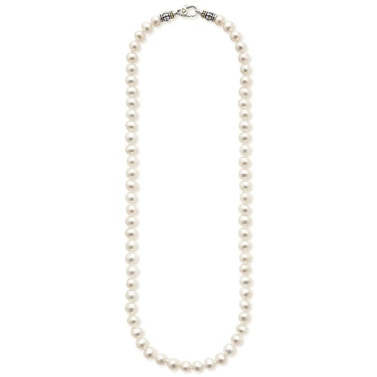 Pearl Strand Color Gemstone Necklace in Sterling Silver - 18 Karat White - Yellow