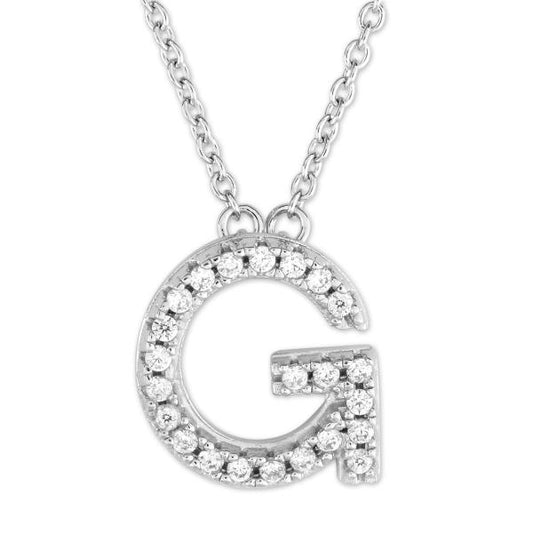 Initial Simulated Diamond Necklace in Sterling Silver