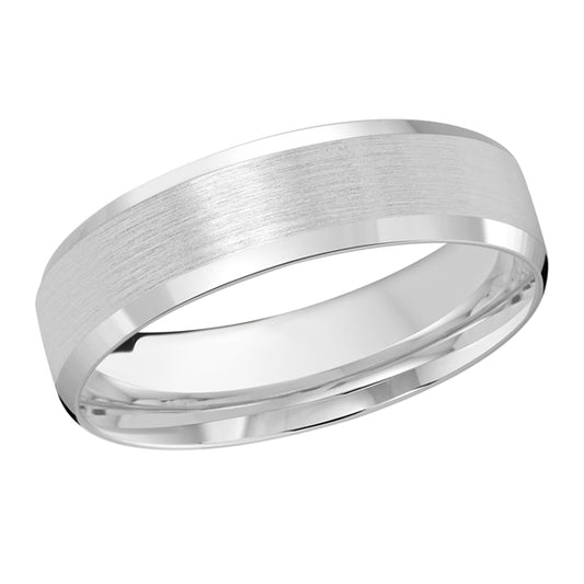 Carved Band (No Stones) in 14 Karat White Gold 6MM