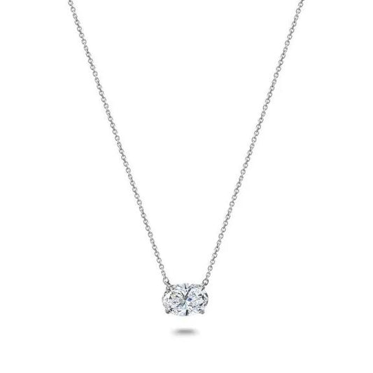 Puremark powered by Clarity Necklace in 18 Karat White Gold with 1.60ctw of Oval Lab-Grown Diamonds