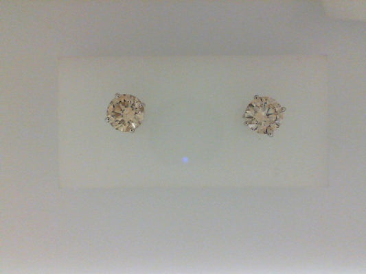 Stud Natural Diamond Studs in 14 Karat White with 2.00ctw Round Diamonds