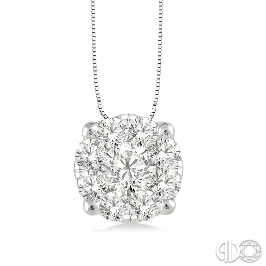 Lovebright Collection Natural Diamond Necklace in 14 Karat White with 0.33ctw Round Diamonds