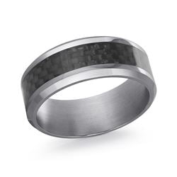 Carved Band (No Stones) in Tantalum Grey 8MM