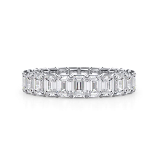 Lab-Grown Diamond Eternity Ladies Wedding Band in 14 Karat White with 2.85ctw F/G VS1-VS2 Emerald Diamonds