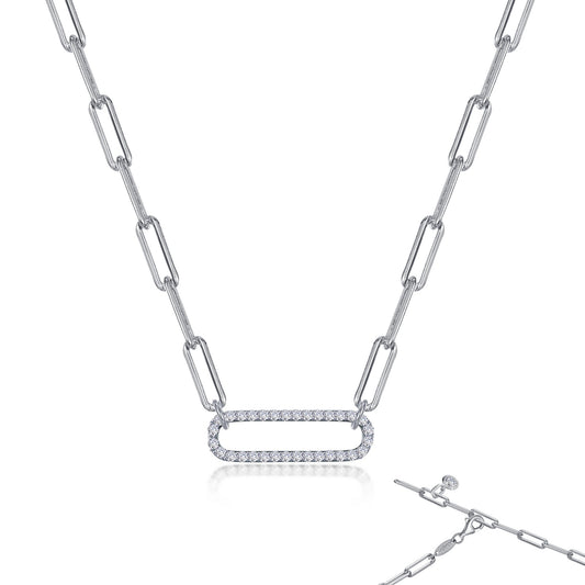 Paperclip Simulated Diamond Necklace in Platinum Bonded Sterling Silver 0.57ctw