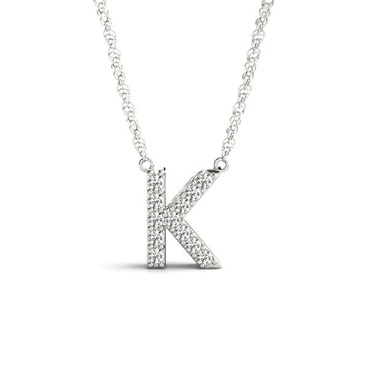 Natural Diamond Necklace in 14 Karat White with 0.06ctw Round Diamonds