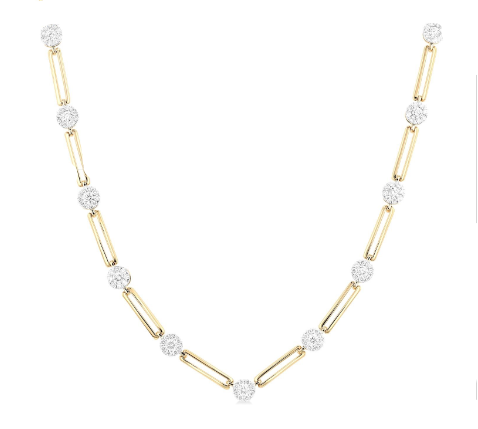 ReMARKABLE Designs M Lovebright Collection Natural Diamond Necklace in 14 Karat White - Yellow with 1.30ctw Round Diamonds