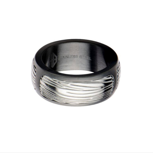 Fashion Ring (No Stones) in Stainless Steel Black - Grey 10.3MM