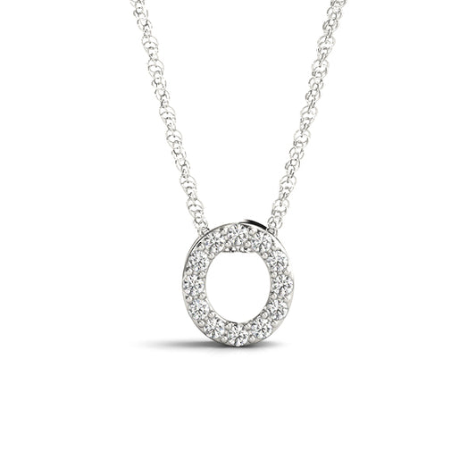 Natural Diamond Necklace in 14 Karat White with 0.06ctw Round Diamonds