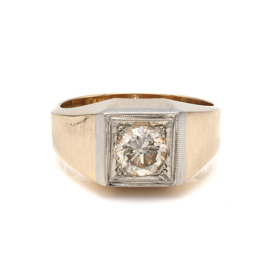 M Estate Collection Natural Diamond Fashion Ring in 14 Karat White - Yellow L/M I1 Round Diamond