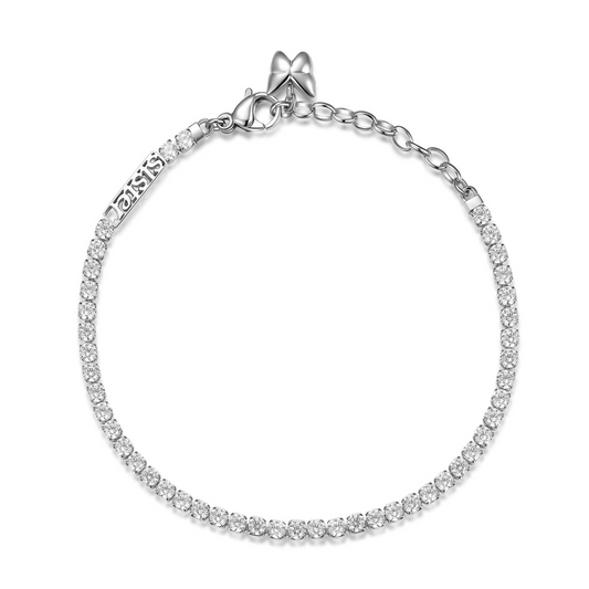 Charm Simulated Diamond Bracelet in Stainless Steel