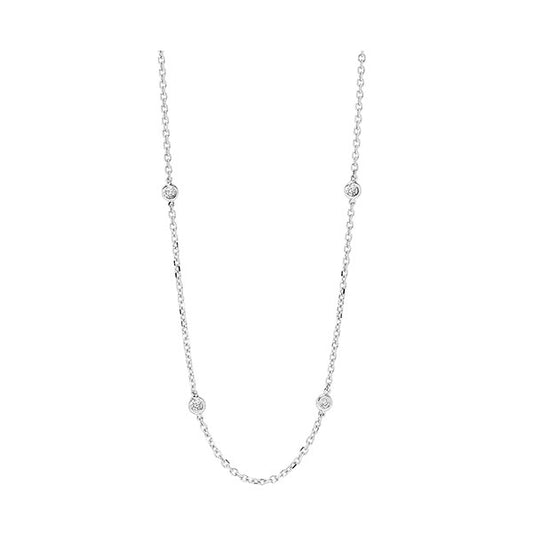 Natural Diamond Necklace in 14 Karat White with 0.47ctw Round Diamonds