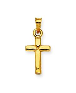 Cross Necklace (No Stones) in 14 Karat Yellow