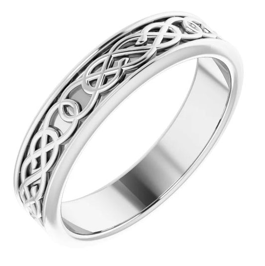 Carved Band (No Stones) in 14 Karat White 5MM