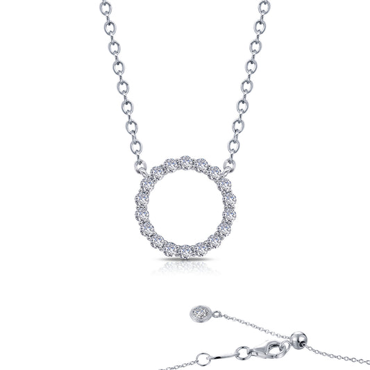 Circle Simulated Diamond Necklace in Platinum Bonded Sterling Silver 1.15ctw