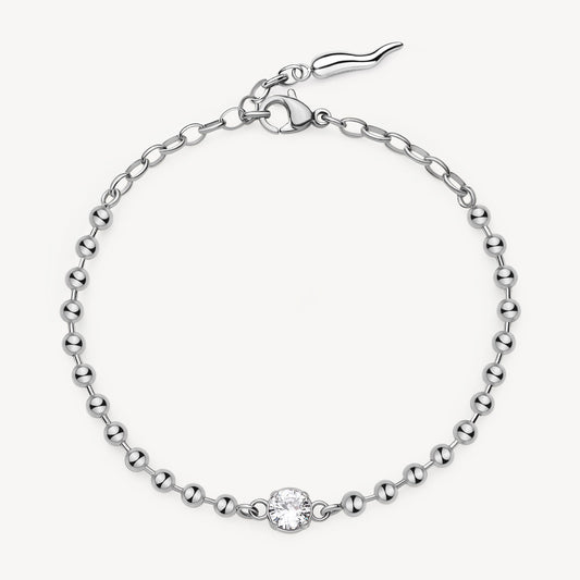 Fancy Link Simulated Diamond Bracelet in Stainless Steel