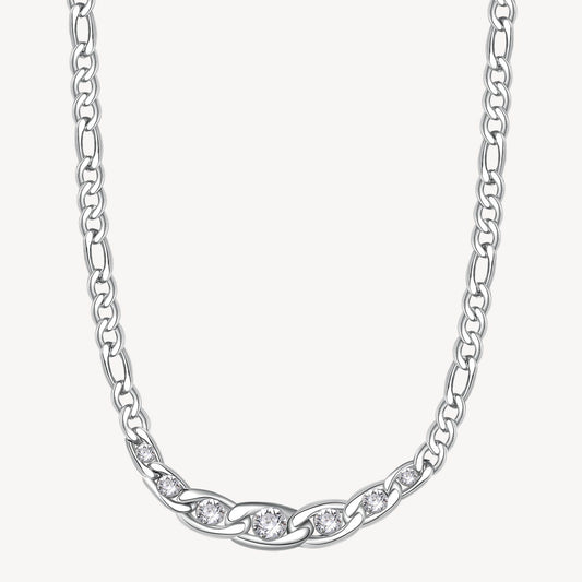 Chain Simulated Diamond Necklace in Stainless Steel