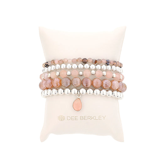 Stretch Color Gemstone Bracelet in Sterling Silver White