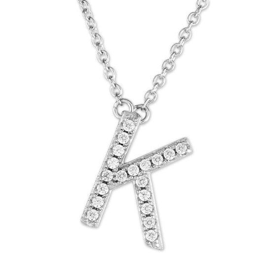 Initial Simulated Diamond Necklace in Sterling Silver