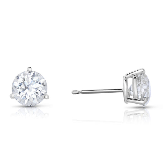 Marks 89 Stud Natural Diamond Studs in 14 Karat White with 1.75ctw H/I I1-I2 Round Diamonds