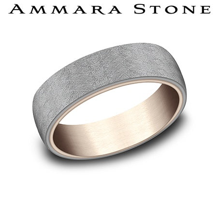 Carved Band (No Stones) in Tantalum - 14 Karat Grey - Rose 6.4MM