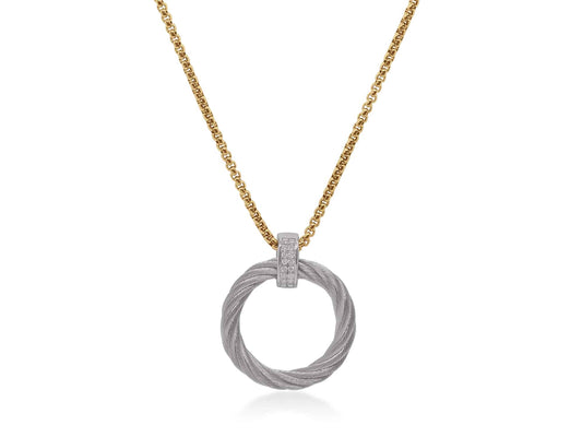 ALOR Natural Diamond Necklace in Tantalum 14 Karat White Grey with 0.09ctw Round Diamond