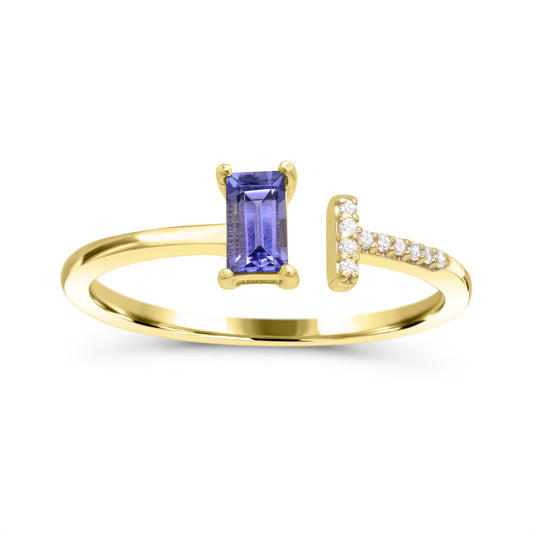 Color Gemstone Ring in 10 Karat Yellow with 1 Baguette Tanzanite 5mm-5mm