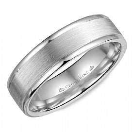 Carved Band (No Stones) in 14 Karat White 6MM