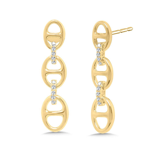 ReMARKABLE Designs Dangle Natural Diamond Earrings in 10 Karat Yellow Gold with 0.10ctw Round Diamond