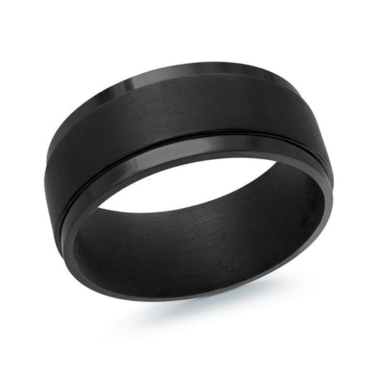 Carved Band (No Stones) in Tantalum Black 9MM