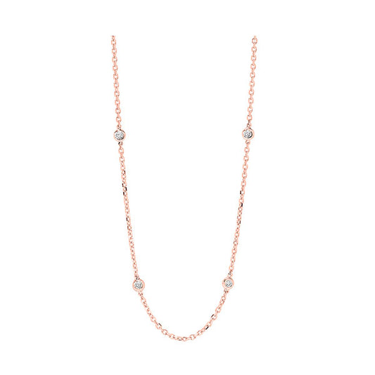 Natural Diamond Necklace in 14 Karat Rose with 0.95ctw Round Diamonds