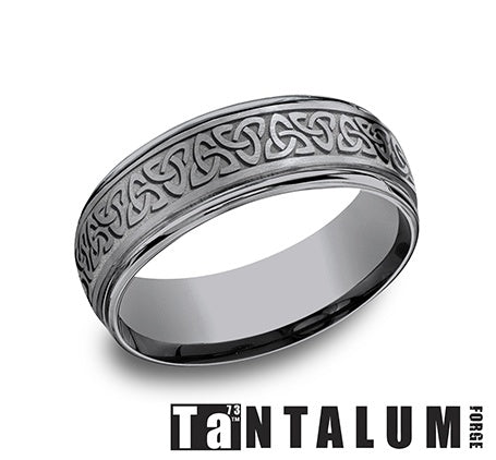 Carved Band (No Stones) in Tantalum Grey 7MM