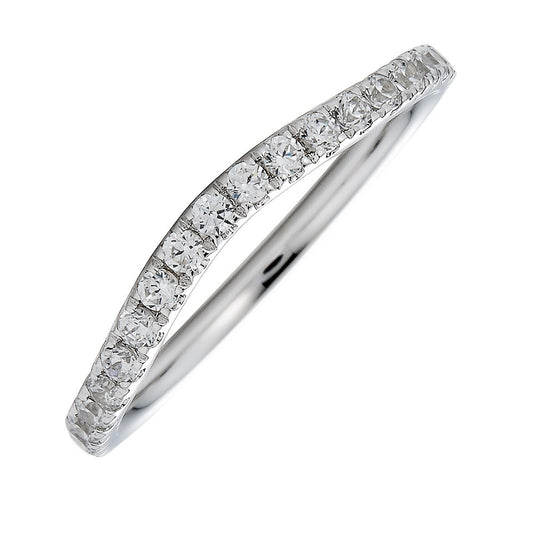 Puremark Collection Lab-Grown Diamond Contour Ladies Wedding Band in 14 Karat White with 0.35ctw Round Lab Grown Diamonds