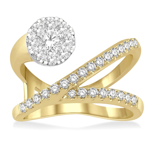 Natural Diamond Cluster Fashion Ring in 18 Karat Yellow with 0.73ctw G/H SI1-SI2 Round Diamonds