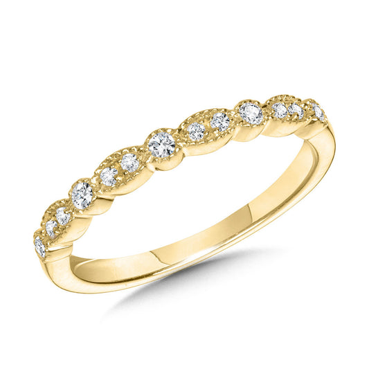 ReMARKABLE Designs Stackable Natural Diamond Ladies Wedding Band in 14 Karat Yellow Gold with 0.14ctw Round Diamonds