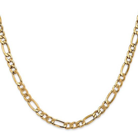 22" Figaro 5.75mm Chain in 14 Karat Yellow