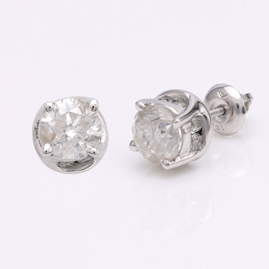 M Estate Collection Stud Natural Diamond Earrings in 14 Karat White with 0.32ctw K/L I2-I3 Round Diamonds