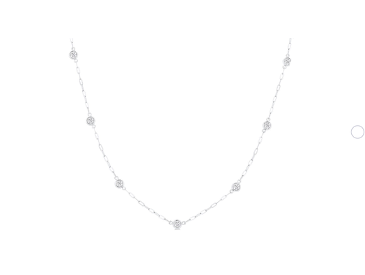 ReMARKABLE Designs Natural Diamond Necklace in 14 Karat White with 0.50ctw Round Diamonds