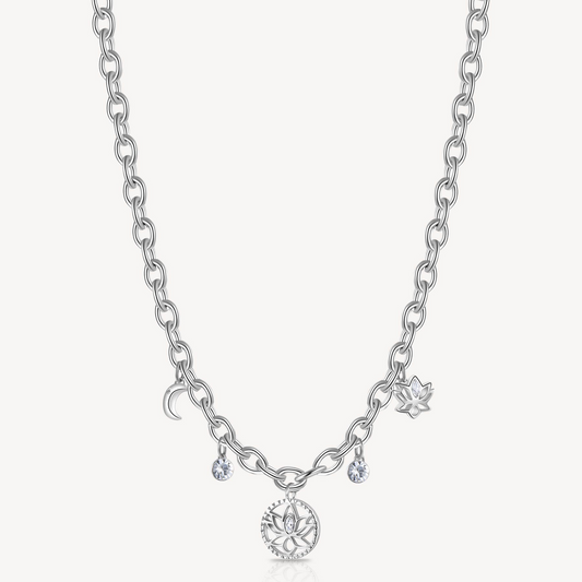 Station Simulated Diamond Necklace in Stainless Steel