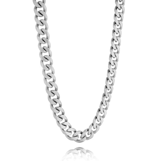 ItalGem Steel Cuban Link Chain in Stainless Steel White, 24" 8mm