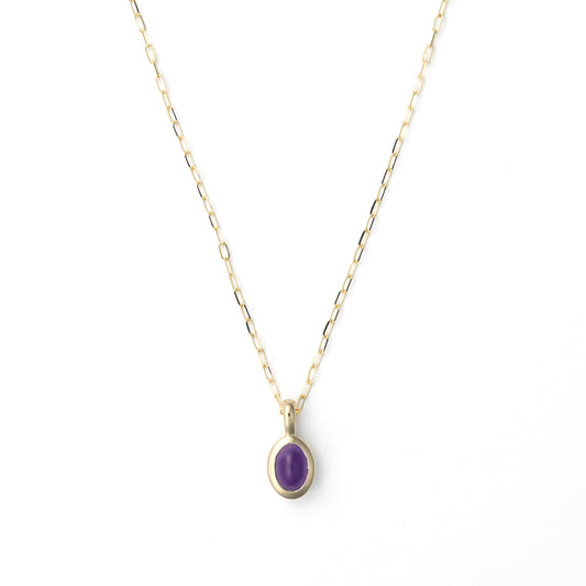 ReMARKable Designs Layered Beautiful Not Broken Collection Color Gemstone Necklace in 14 Karat Yellow Gold with 1 Oval Amethyst 0.93ctw 7mm-7mm