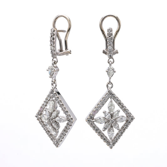 ReMARKable Estate M Estate Collection Dangle Natural Diamond Earrings in 14 Karat White with 0.82ctw Round Diamonds, Clarity: I1-I2, Color: I/J