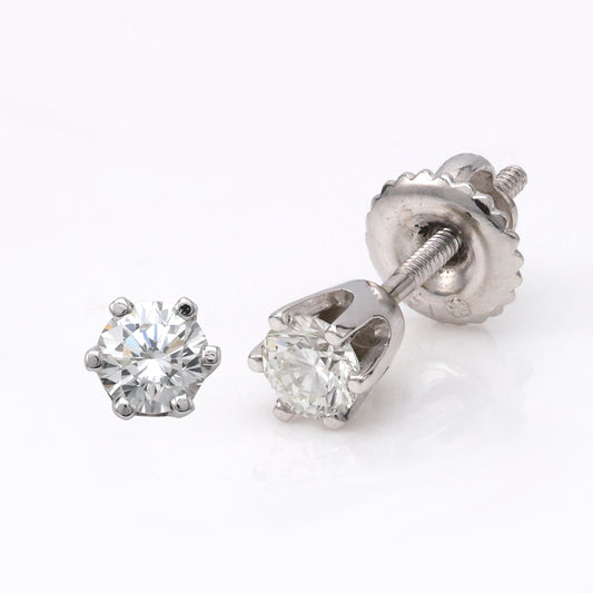 M Estate Collection Stud Natural Diamond Earrings in 14 Karat White with 0.47ctw G/H VS2 Round Diamonds