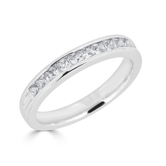 Natural Diamond Stackable Ladies Wedding Band in 14 Karat White with 0.77ctw G/H SI2 Princess Diamonds