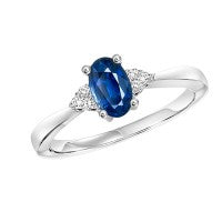 M Precious Color Collection Color Gemstone Ring in 10 Karat White with 1 Oval Sapphire 0.48ctw